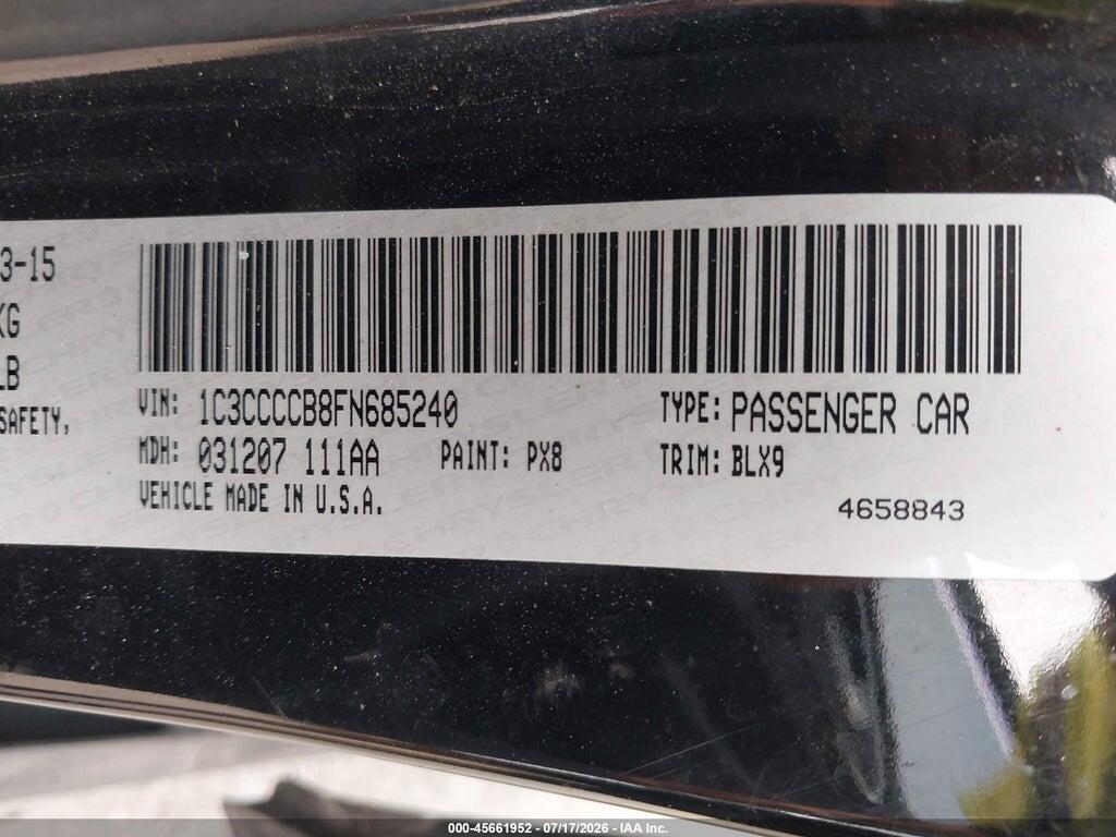 1C3CCCCB8FN685240 2015 CHRYSLER 200 photo no. 9