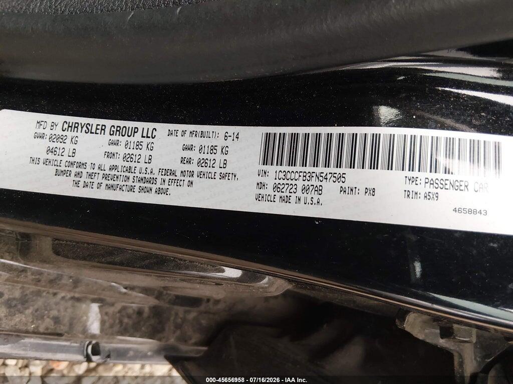1C3CCCFB3FN547505 2015 CHRYSLER 200 photo no. 9