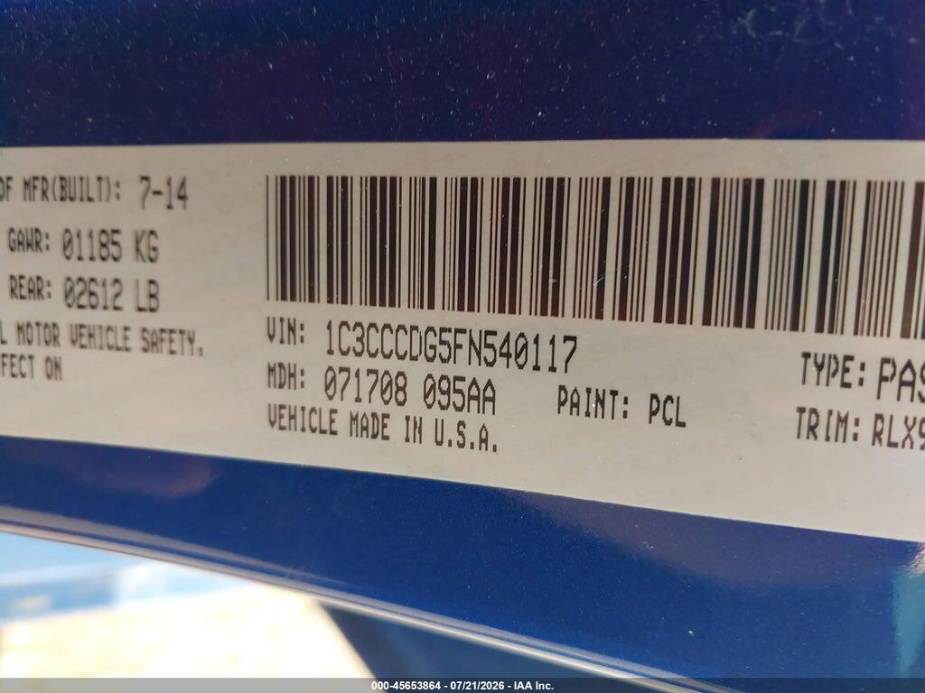1C3CCCDG5FN540117 2015 CHRYSLER 200 photo no. 9