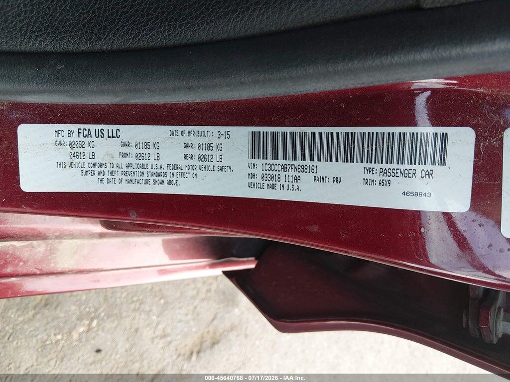 1C3CCCAB7FN698161 2015 CHRYSLER 200 photo no. 9