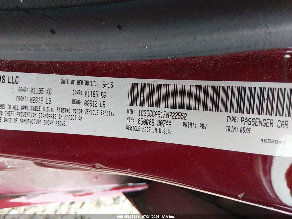 1C3CCCAB1FN722552 2015 CHRYSLER 200 photo no. 9