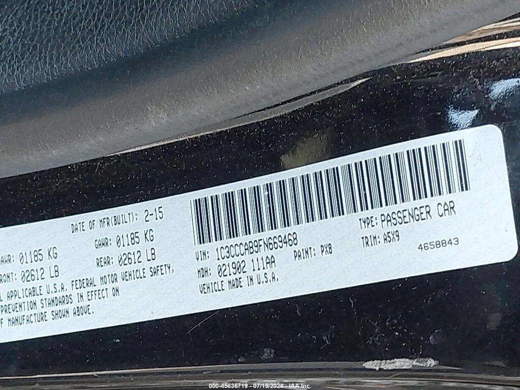 1C3CCCAB9FN669468 2015 CHRYSLER 200 photo no. 9