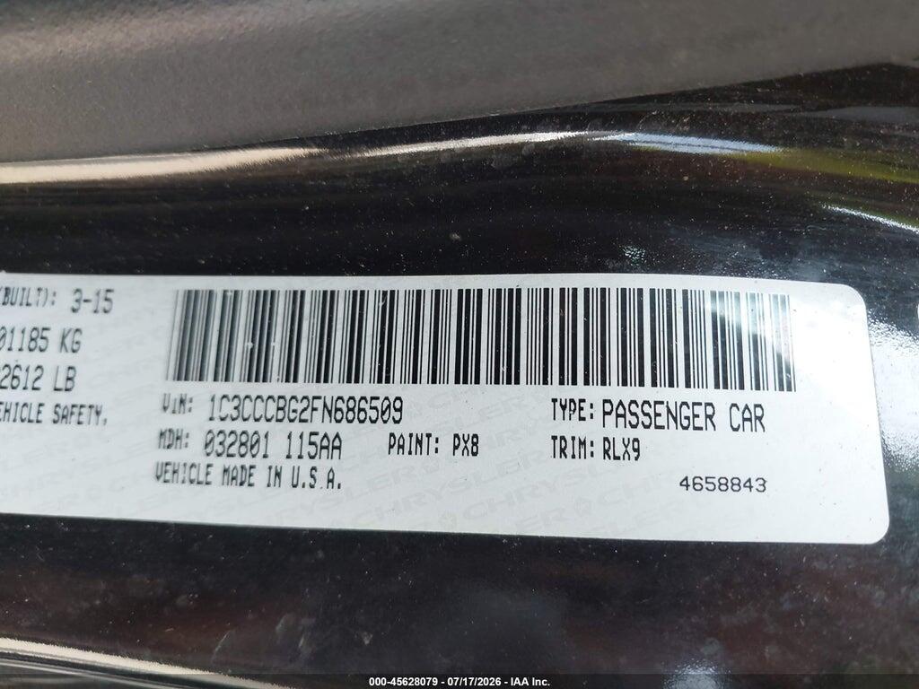 1C3CCCBG2FN686509 2015 CHRYSLER 200 photo no. 9