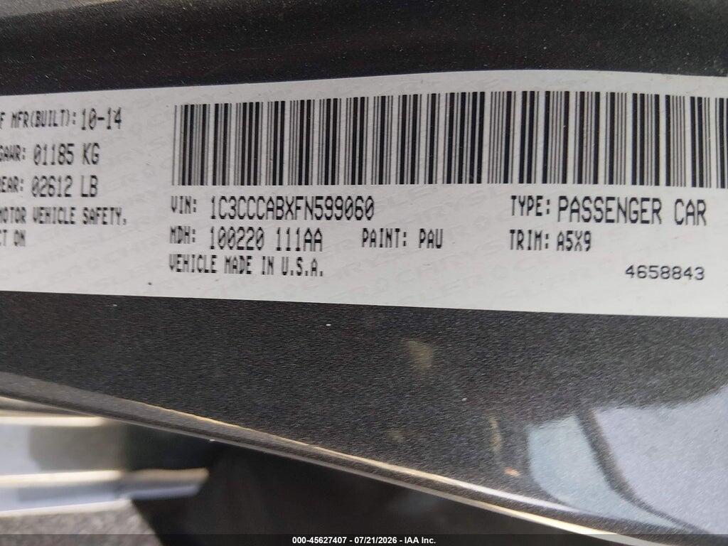 1C3CCCABXFN599060 2015 CHRYSLER 200 photo no. 9