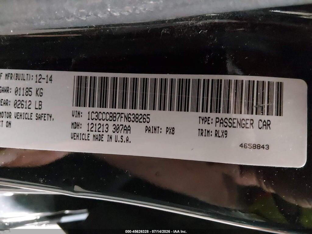 1C3CCCBB7FN638265 2015 CHRYSLER 200 photo no. 9