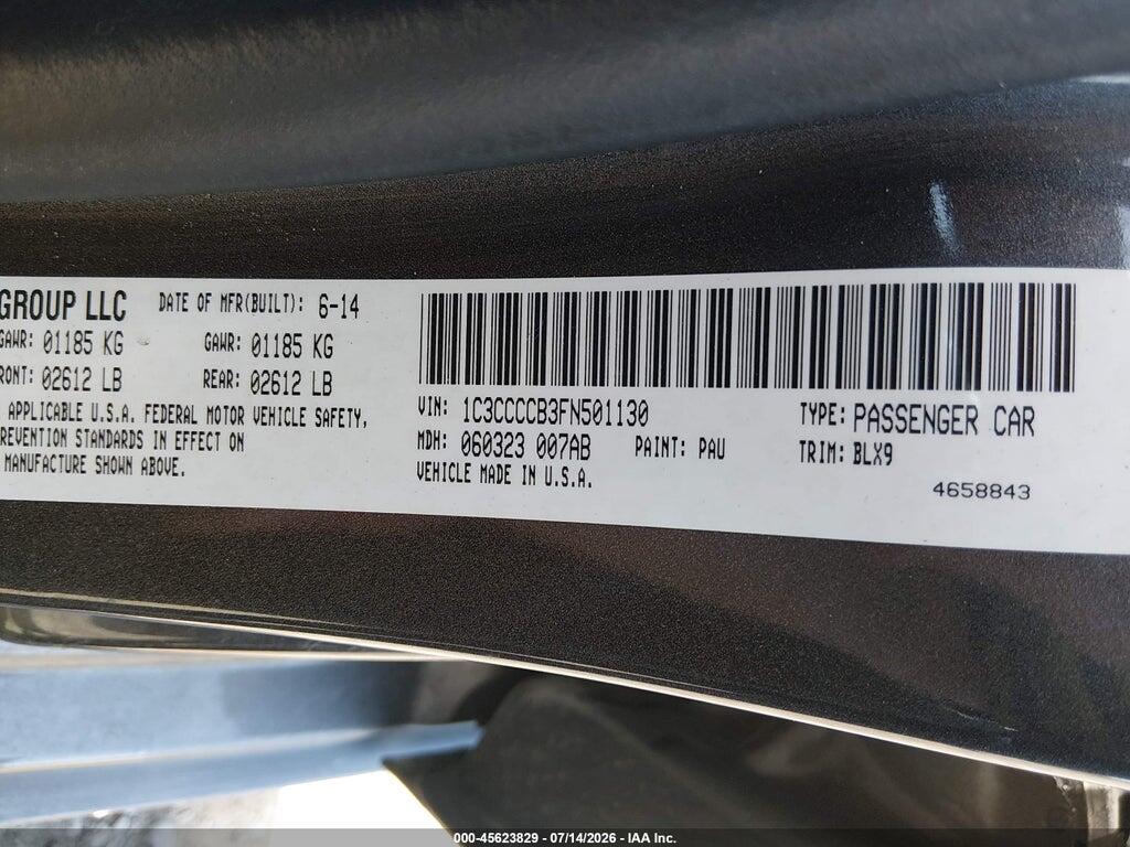1C3CCCCB3FN501130 2015 CHRYSLER 200 photo no. 9