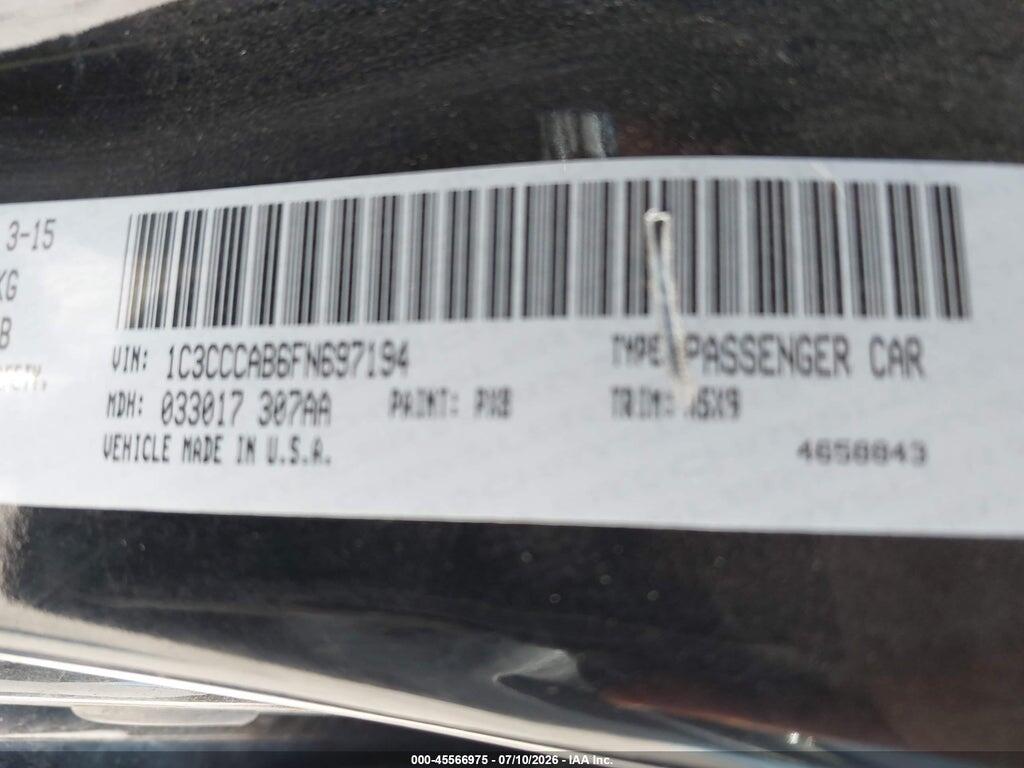 1C3CCCAB6FN697194 2015 CHRYSLER 200 photo no. 9