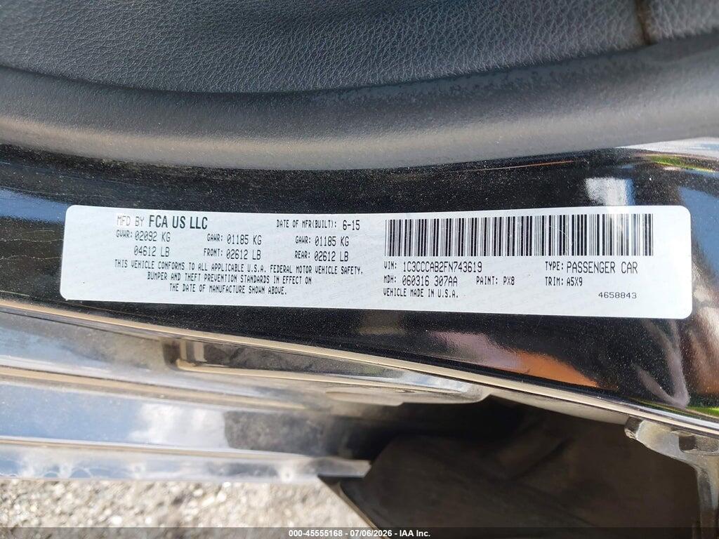 1C3CCCAB2FN743619 2015 CHRYSLER 200 photo no. 9
