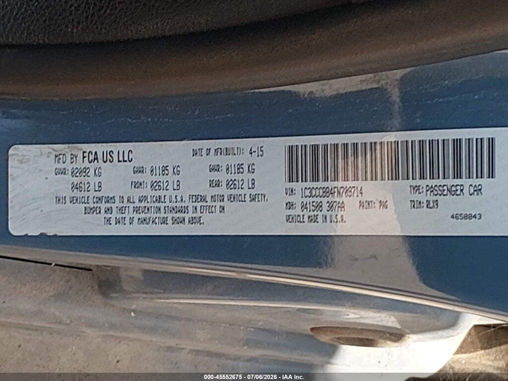 1C3CCCBB4FN709714 2015 CHRYSLER 200 photo no. 9