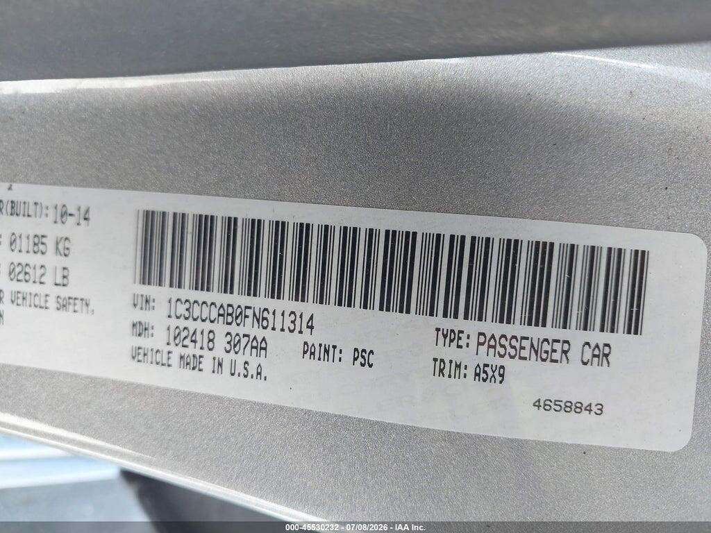1C3CCCAB0FN611314 2015 CHRYSLER 200 photo no. 9