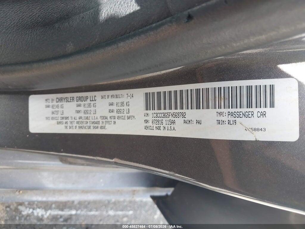 1C3CCCBG5FN569782 2015 CHRYSLER 200 photo no. 9