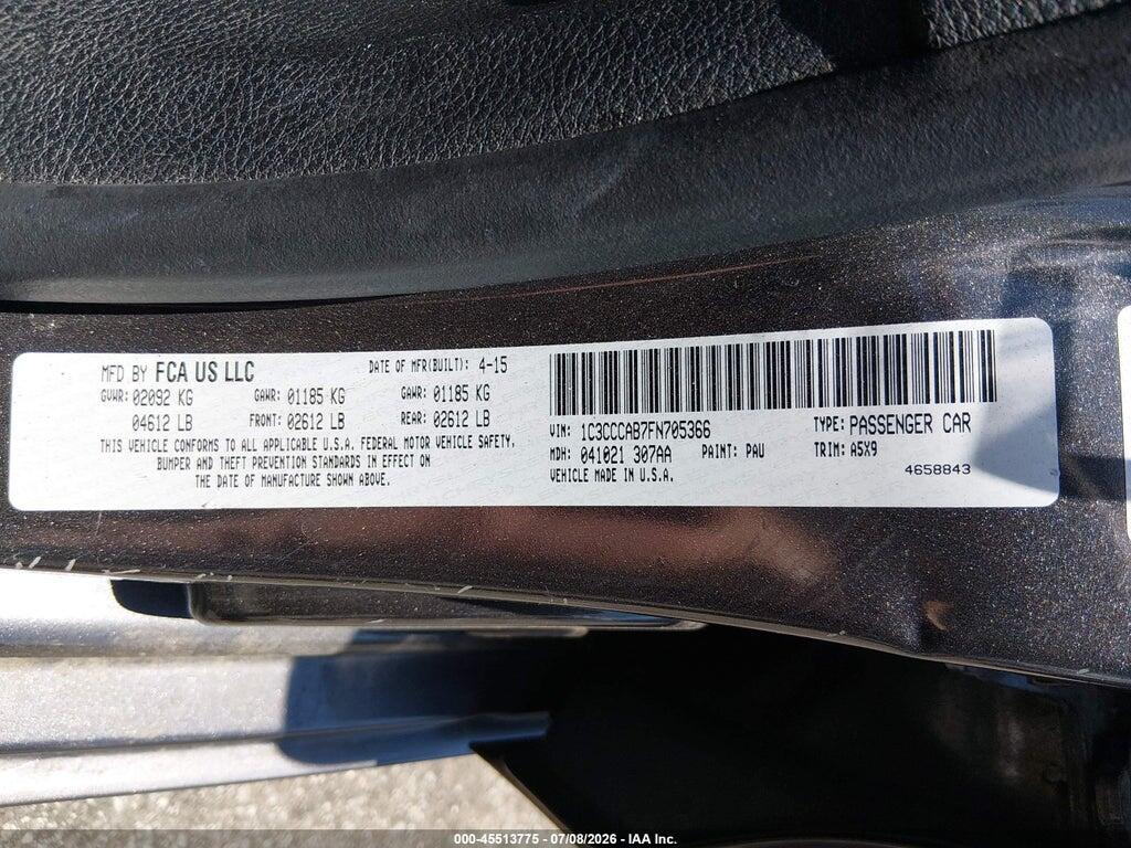 1C3CCCAB7FN705366 2015 CHRYSLER 200 photo no. 9