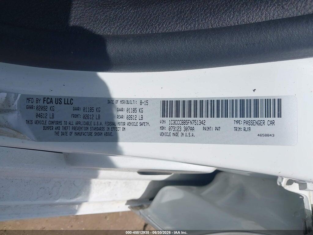 1C3CCCBB5FN751342 2015 CHRYSLER 200 photo no. 9
