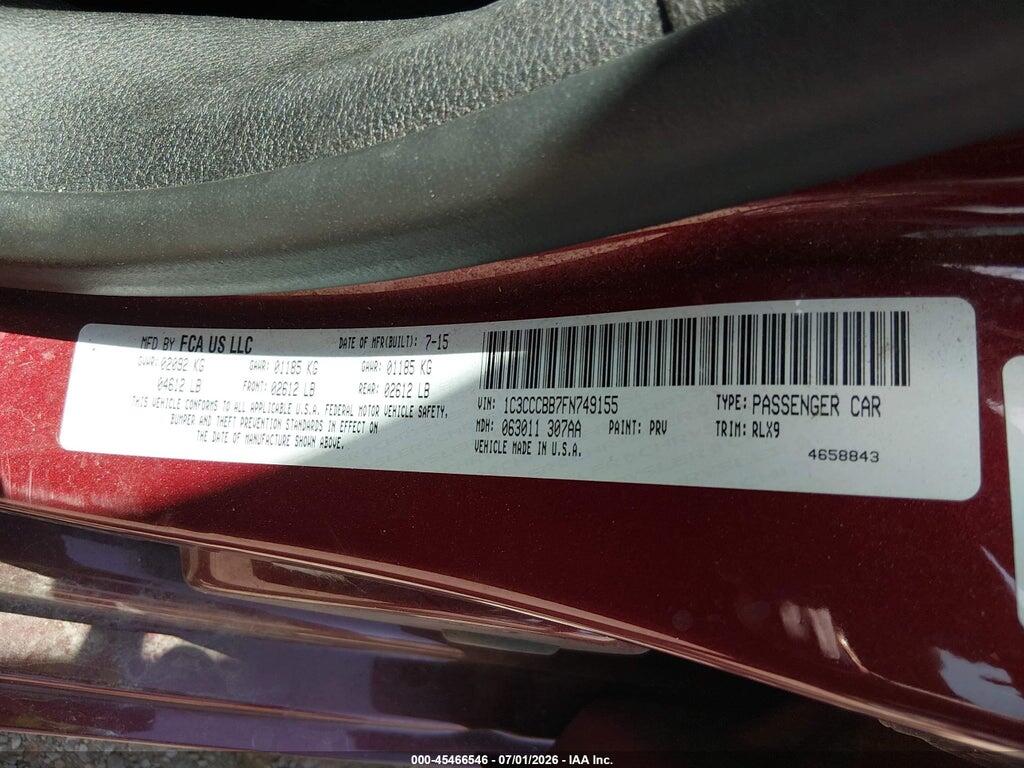 1C3CCCBB7FN749155 2015 CHRYSLER 200 photo no. 9