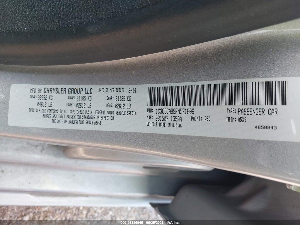 1C3CCCAB9FN571606 2015 CHRYSLER 200 photo no. 9