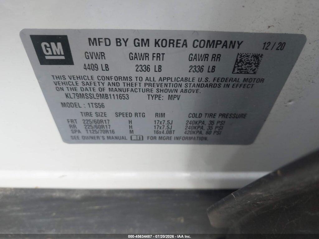 KL79MSSL9MB111653 2021 CHEVROLET TRAILBLAZER photo no. 9
