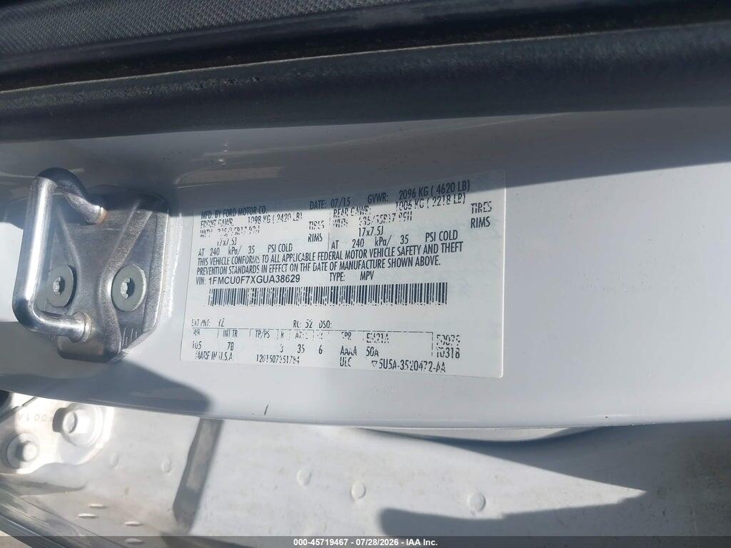 1FMCU0F7XGUA38629 2016 FORD ESCAPE photo no. 9