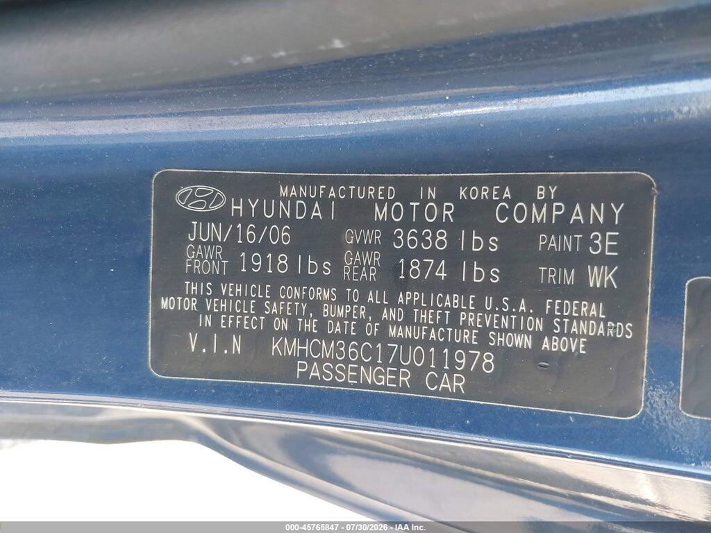 KMHCM36C17U011978 2007 HYUNDAI ACCENT photo no. 9