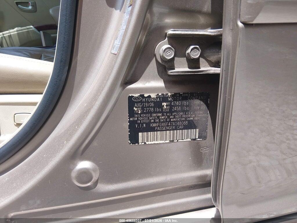 KMHFC46F47A148088 2007 HYUNDAI AZERA photo no. 9