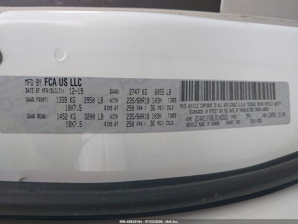 2C4RC1FG8LR143331 2020 CHRYSLER PACIFICA photo no. 9