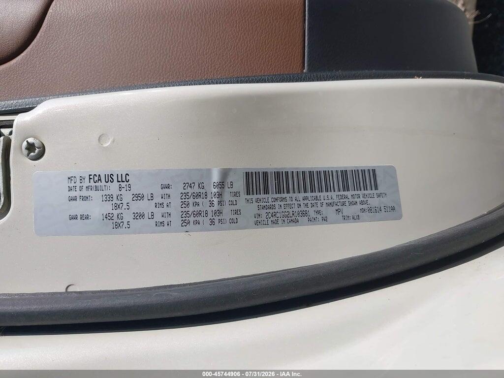 2C4RC1GG2LR103681 2020 CHRYSLER PACIFICA photo no. 9