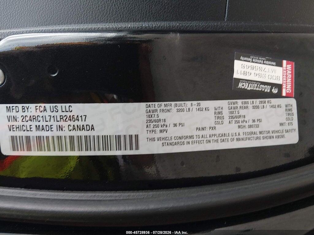 2C4RC1L71LR246417 2020 CHRYSLER PACIFICA HYBRID photo no. 9