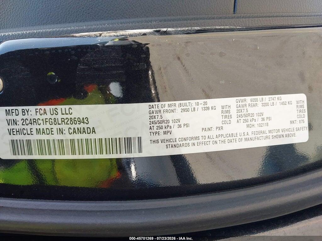2C4RC1FG8LR286943 2020 CHRYSLER PACIFICA photo no. 9