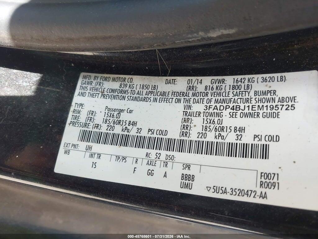3FADP4BJ1EM195725 2014 FORD FIESTA photo no. 9