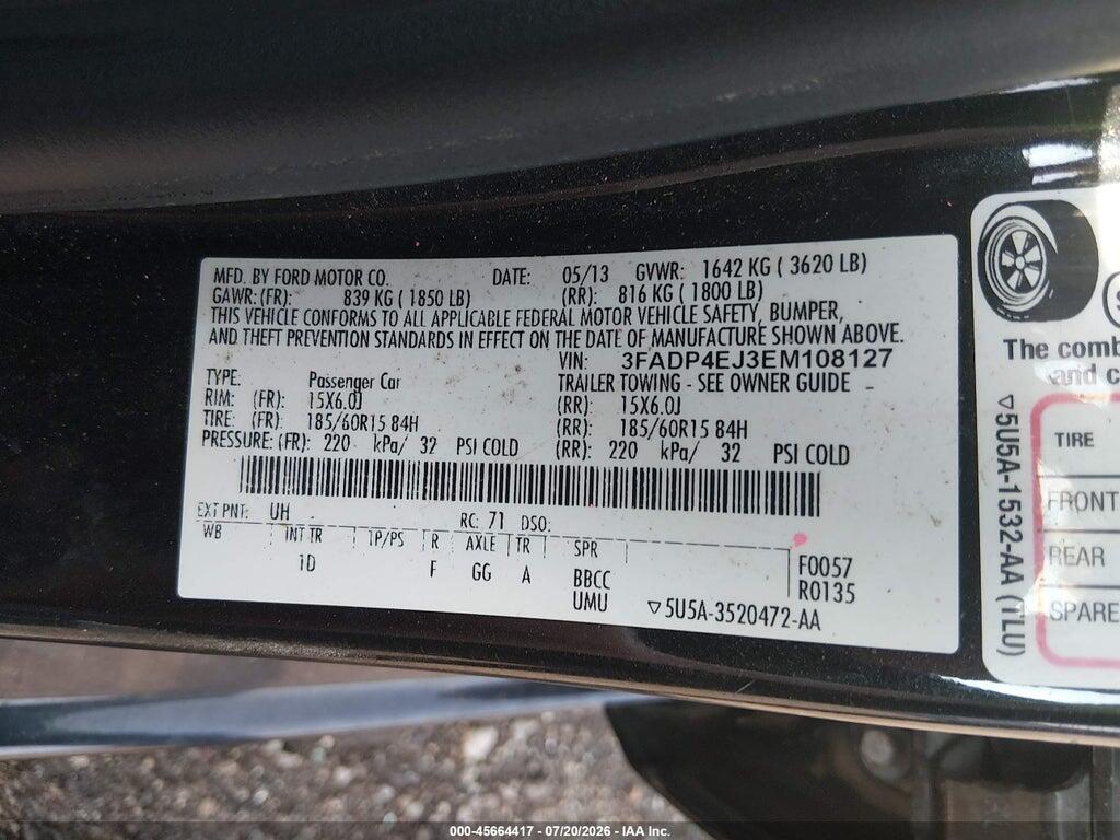 3FADP4EJ3EM108127 2014 FORD FIESTA photo no. 9