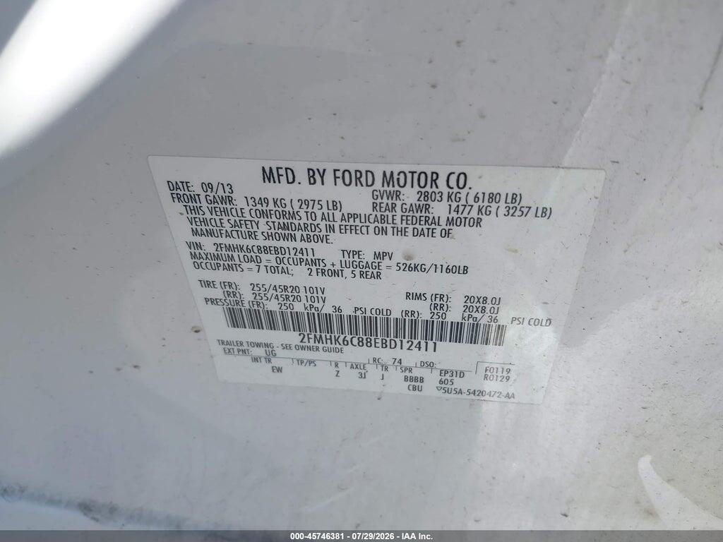 2FMHK6C88EBD12411 2014 FORD FLEX photo no. 9