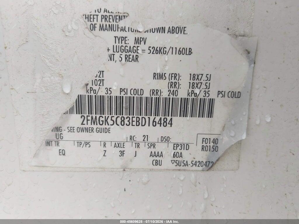 2FMGK5C83EBD16484 2014 FORD FLEX photo no. 9