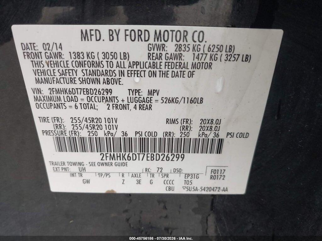 2FMHK6DT7EBD26299 2014 FORD FLEX photo no. 9