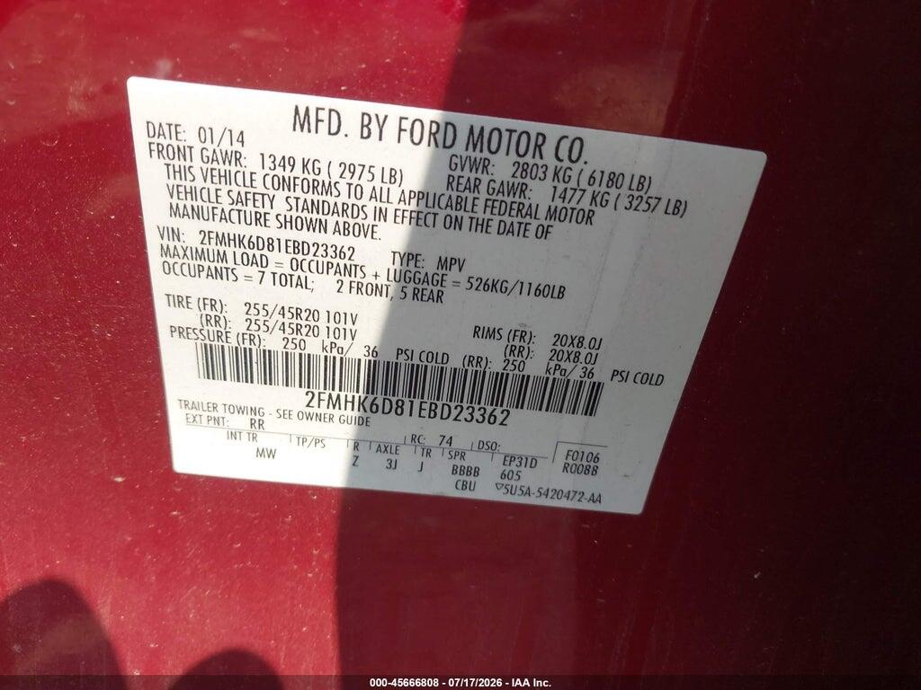 2FMHK6D81EBD23362 2014 FORD FLEX photo no. 9
