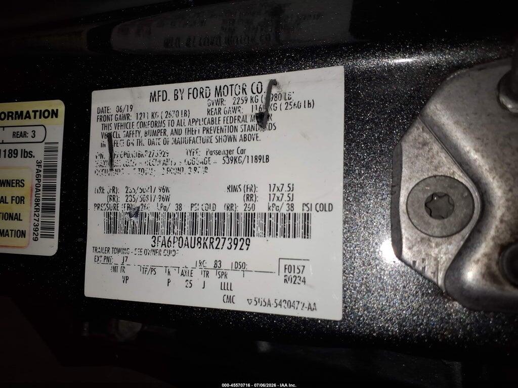 3FA6P0AU8KR273929 2019 FORD POLICE RESPONDER HYBRID photo no. 9