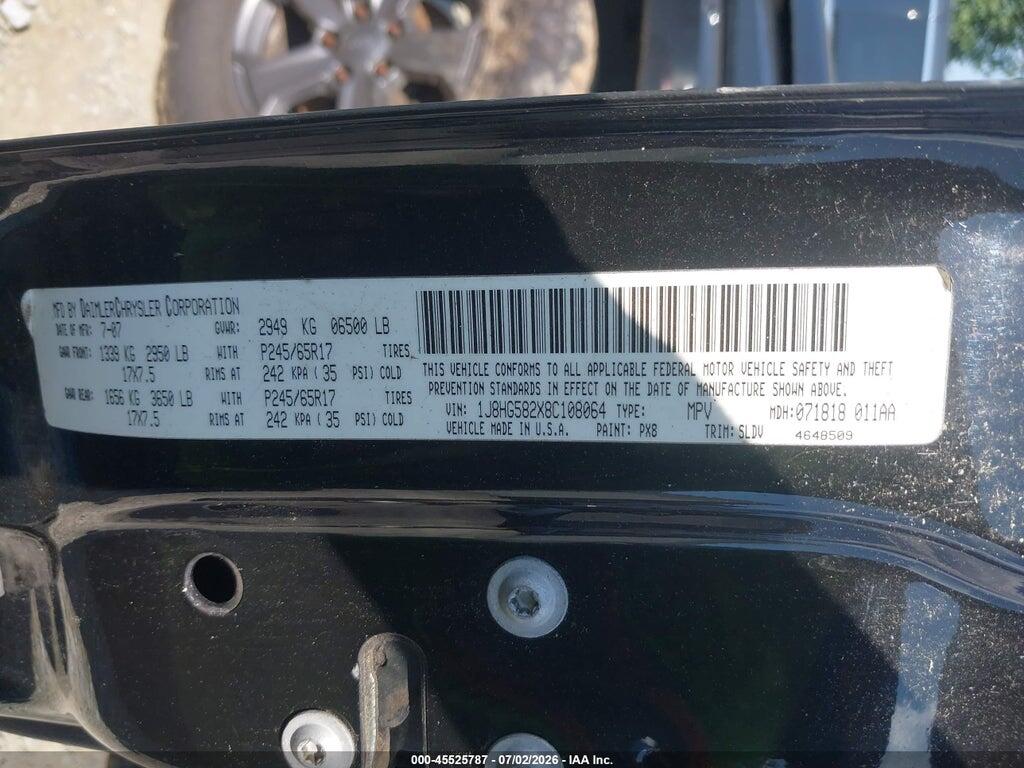 1J8HG582X8C108064 2008 JEEP COMMANDER photo no. 9