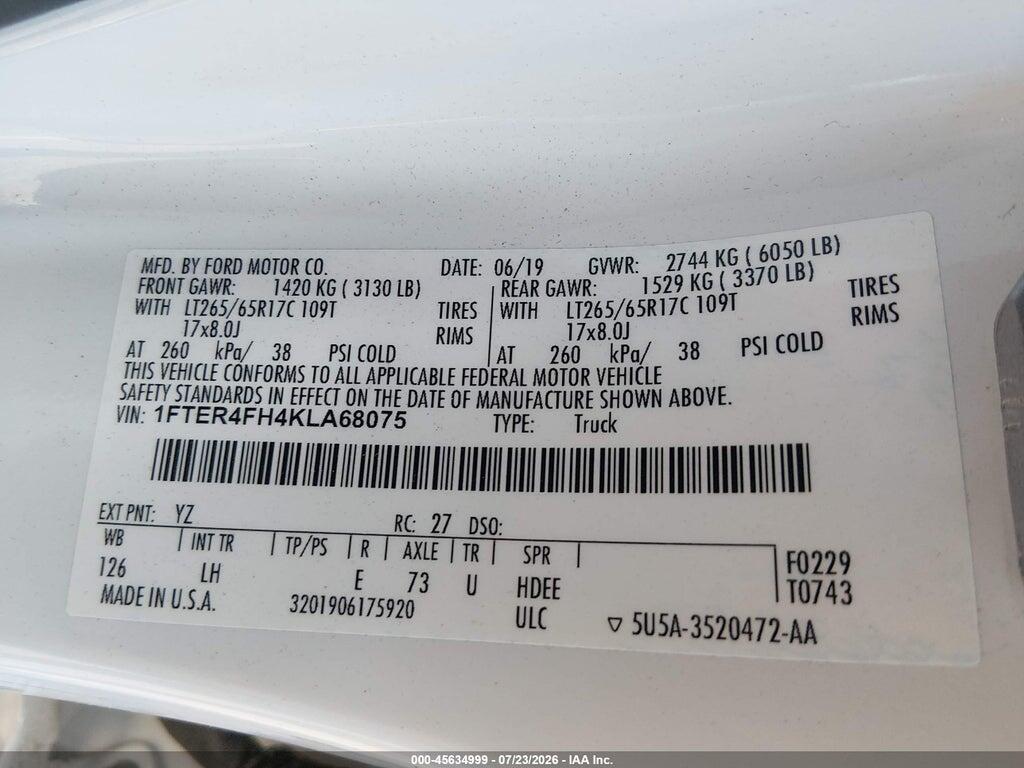 1FTER4FH4KLA68075 2019 FORD RANGER photo no. 9