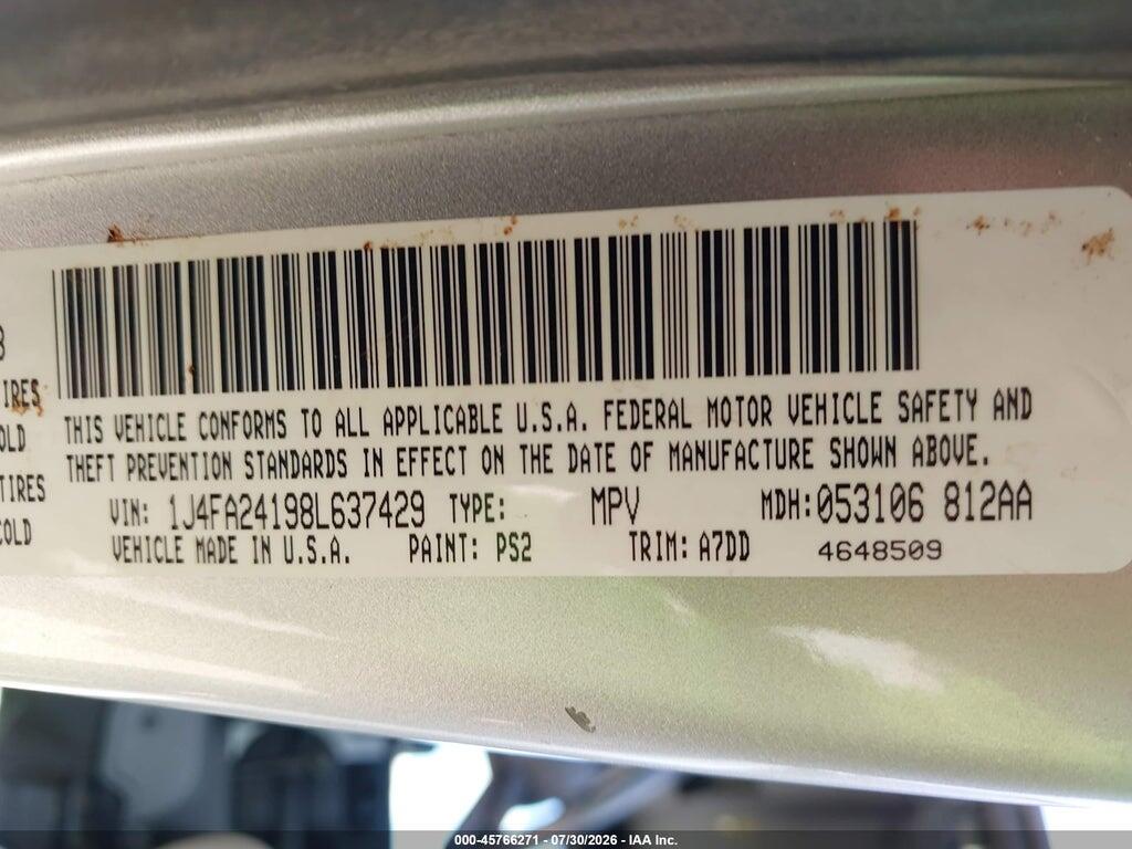 1J4FA24198L637429 2008 JEEP WRANGLER photo no. 9