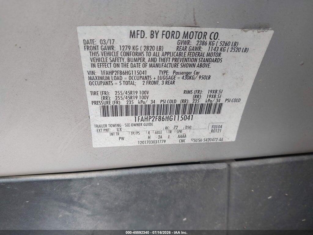 1FAHP2F86HG115041 2017 FORD TAURUS photo no. 9