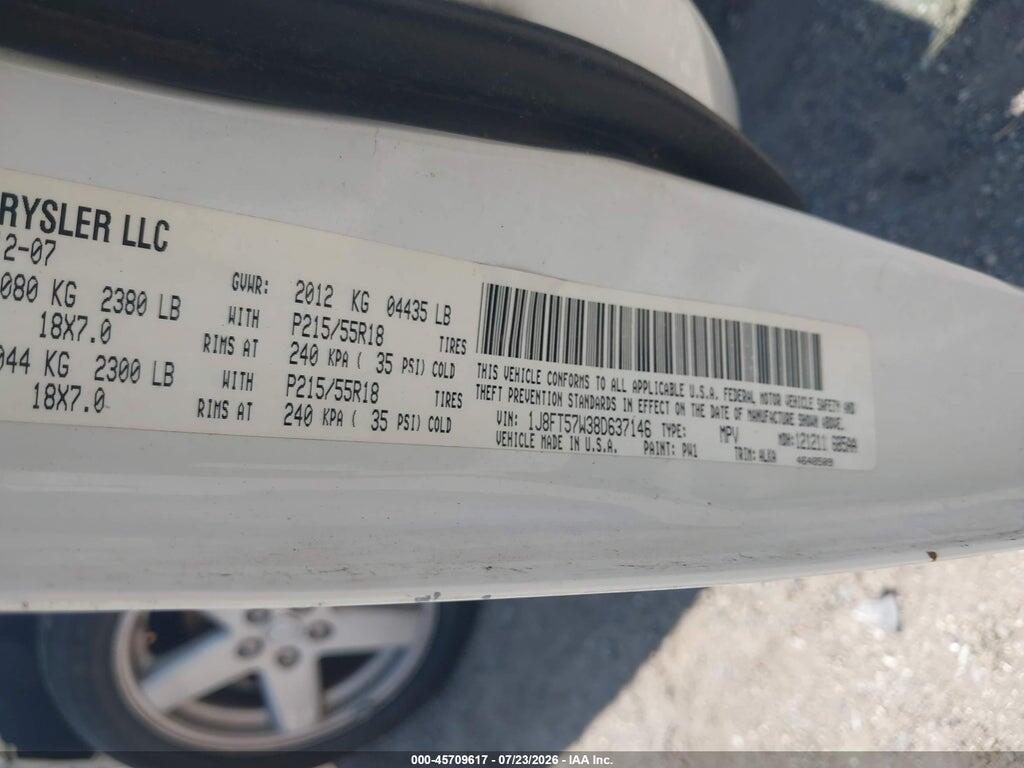 1J8FT57W38D637146 2008 JEEP COMPASS photo no. 9
