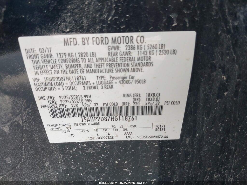 1FAHP2D87HG118761 2017 FORD TAURUS photo no. 9