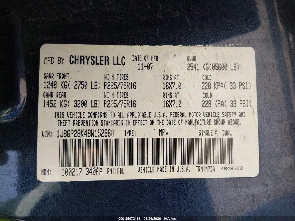 1J8GP28K48W152960 2008 JEEP LIBERTY photo no. 9