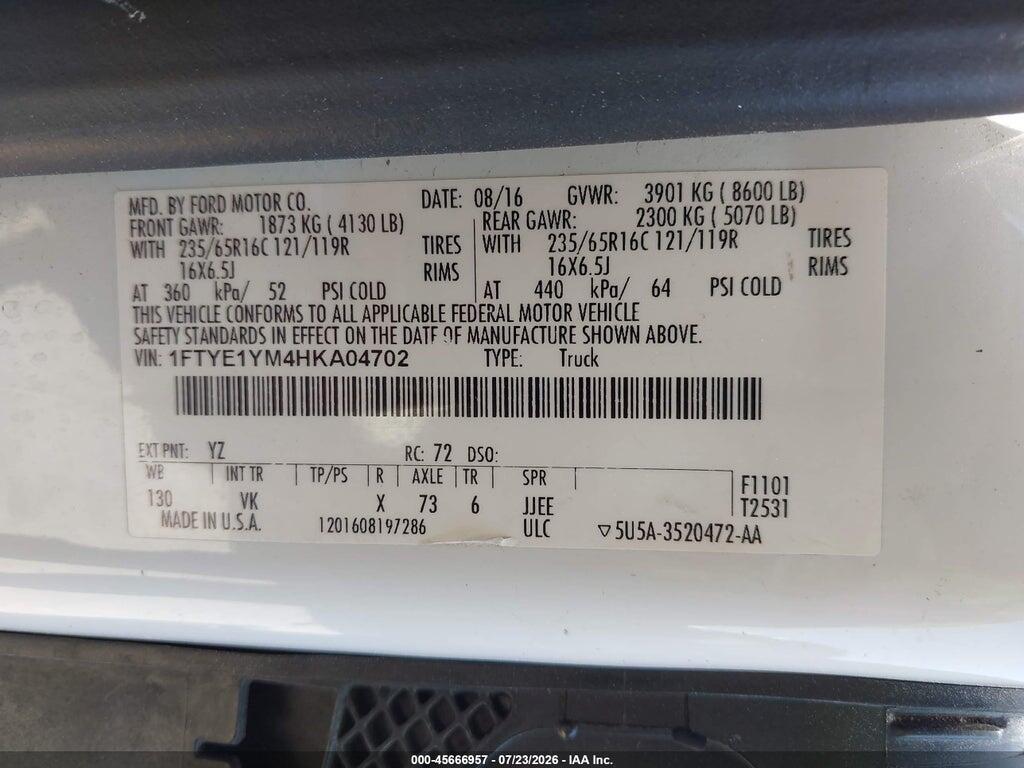 1FTYE1YM4HKA04702 2017 FORD TRANSIT-150 photo no. 9