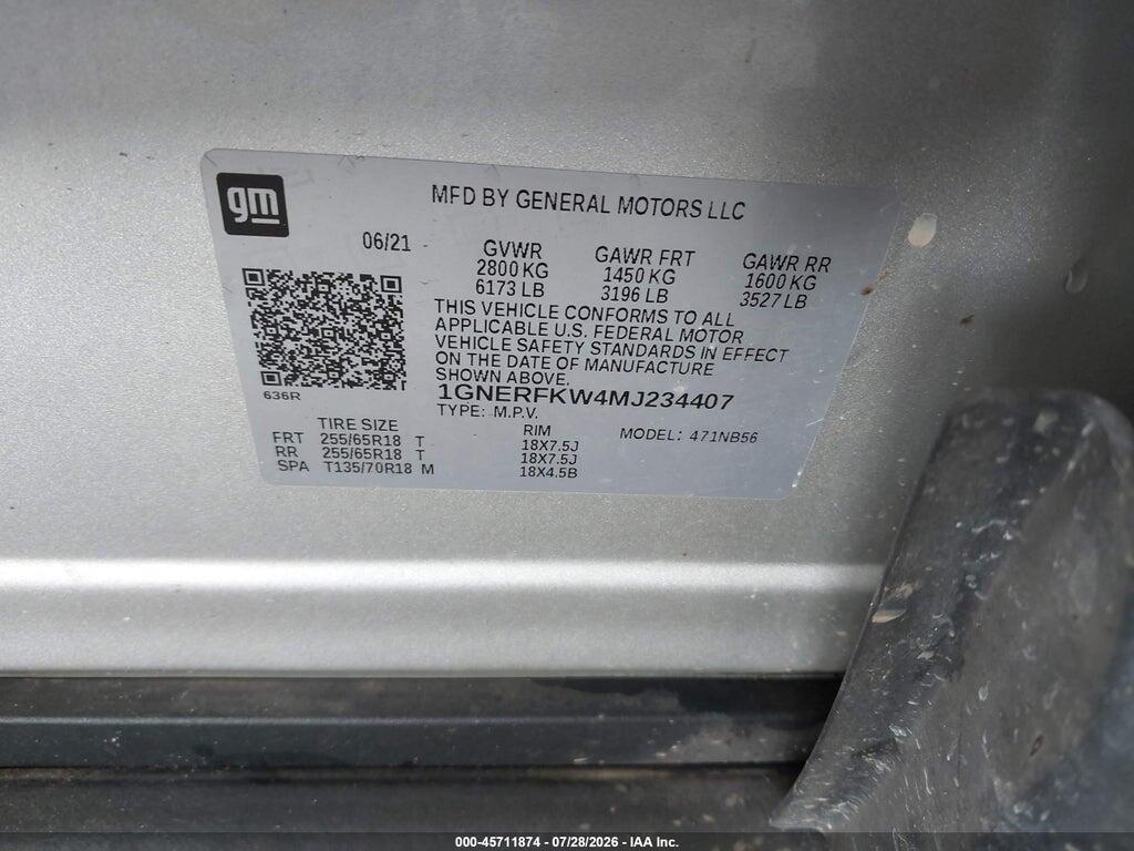 1GNERFKW4MJ234407 2021 CHEVROLET TRAVERSE photo no. 9