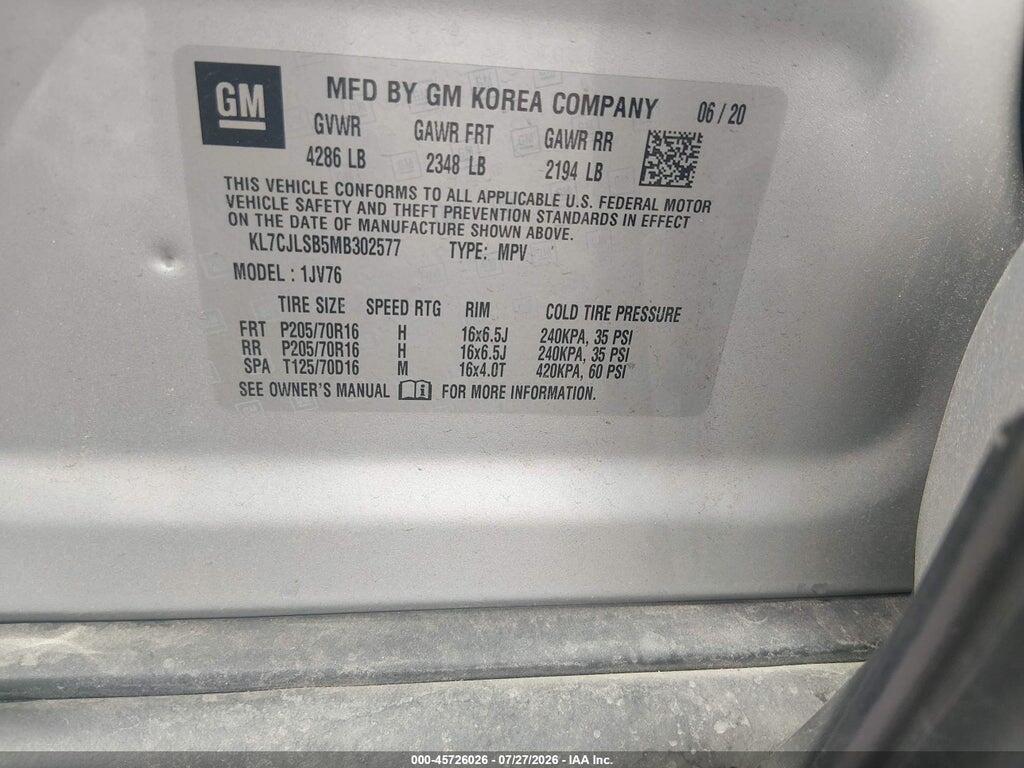 KL7CJLSB5MB302577 2021 CHEVROLET TRAX photo no. 9