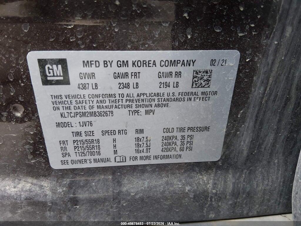 KL7CJPSM2MB362678 2021 CHEVROLET TRAX photo no. 9