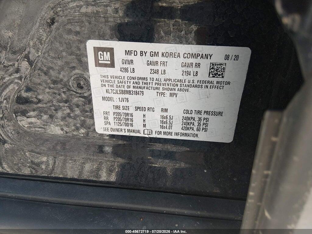 KL7CJLSB8MB318479 2021 CHEVROLET TRAX photo no. 9