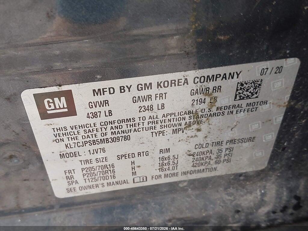 KL7CJPSB5MB309780 2021 CHEVROLET TRAX photo no. 9