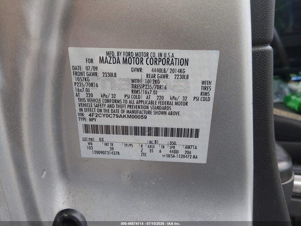 4F2CY0C79AKM00059 2010 MAZDA TRIBUTE photo no. 9
