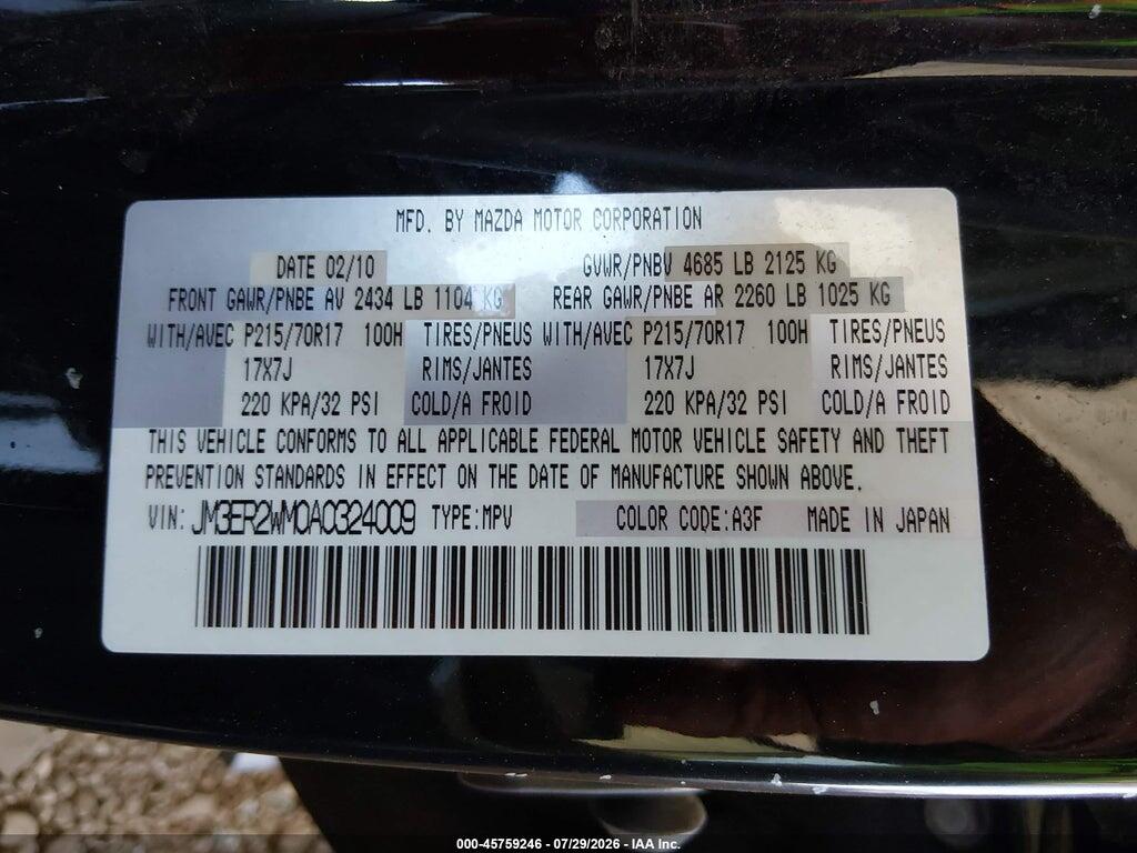 JM3ER2WM0A0324009 2010 MAZDA CX-7 photo no. 9
