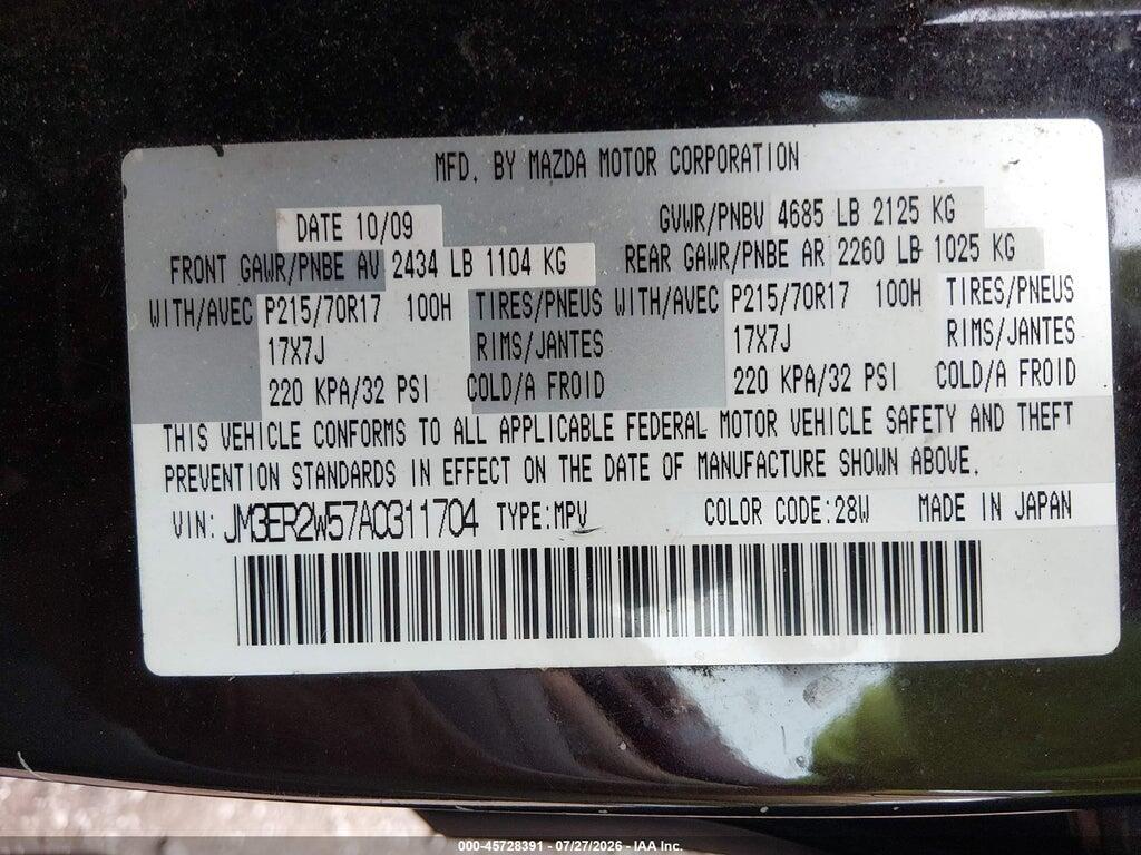 JM3ER2W57A0311704 2010 MAZDA CX-7 photo no. 9